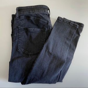 Express Mid Rise Denim Washed Black Skinny Jeans